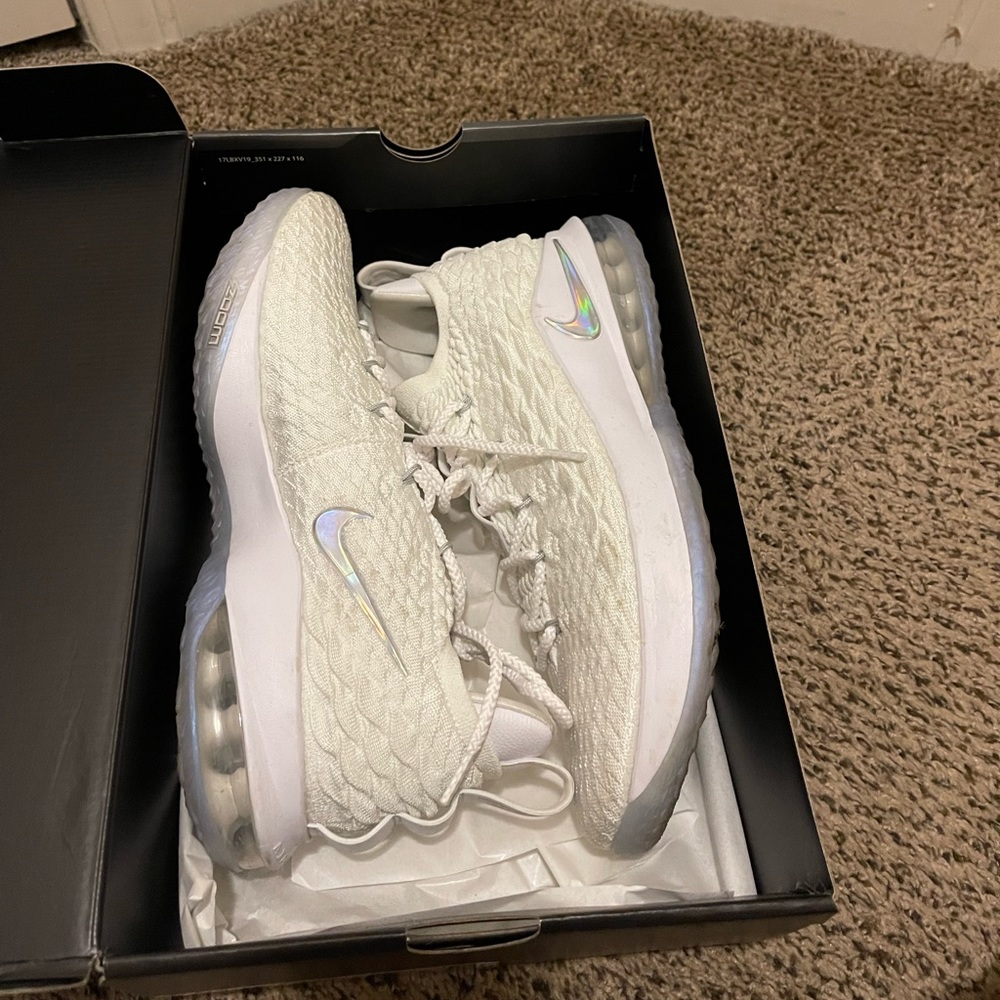 Icy White LeBron 15s low